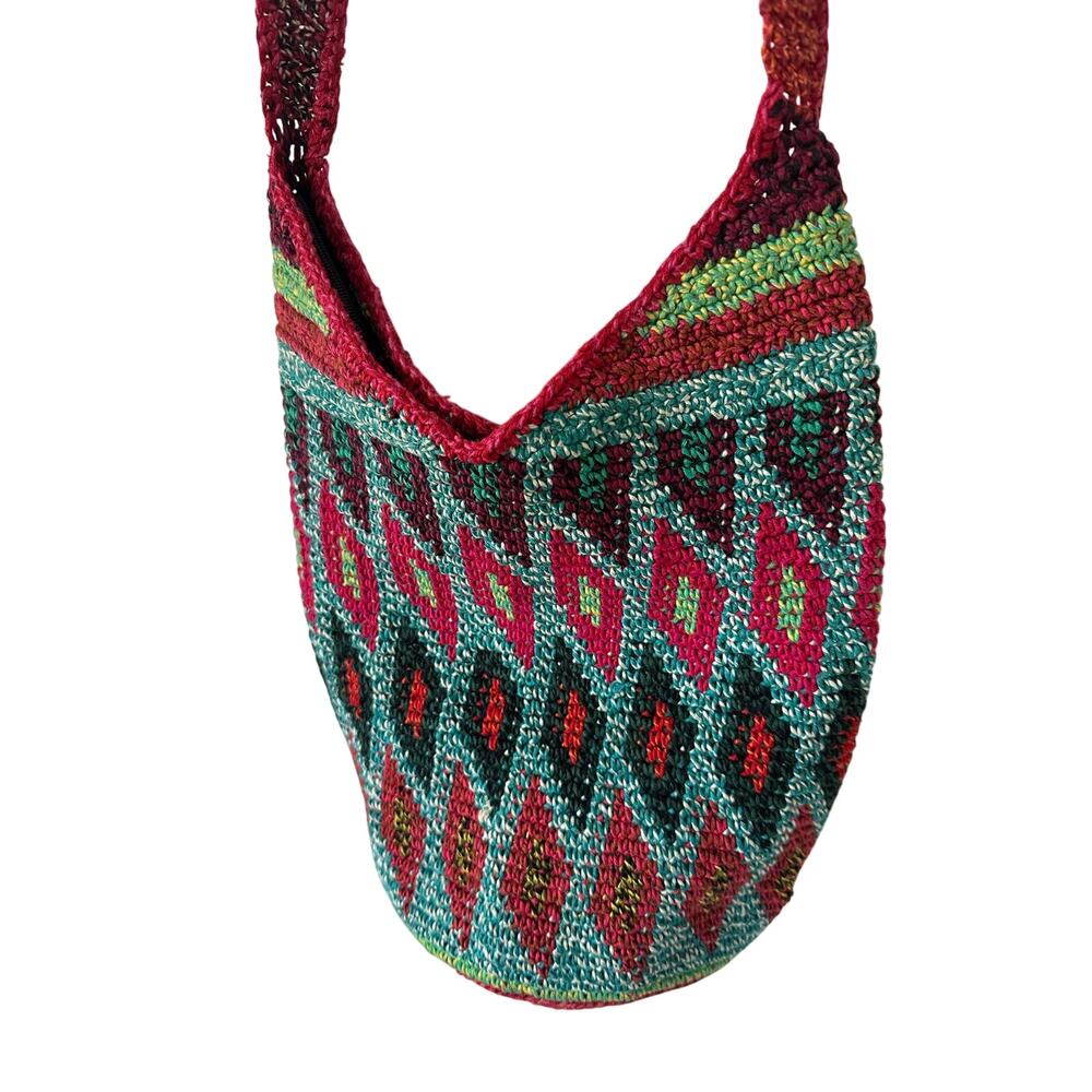 Unique Woven shoulder bag bright hippie aztec tribal eclectic global handmade